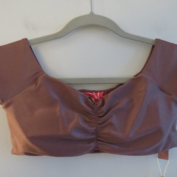 MAAJI Shimmering Cognac Cumbia Reversible Off Shoulder Bikini Top Size US M NWT - Picture 11 of 15
